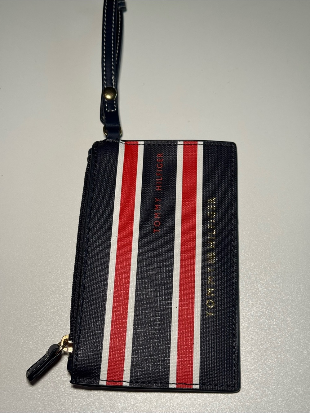 Tommy Hilfiger Navy, Red & White Wristlet Card Case with Strap
